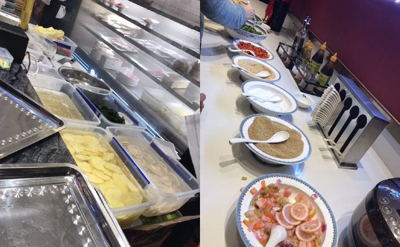 蜀鎮(zhèn)鮮貨火鍋門頭和佐料區(qū) 蜀鎮(zhèn)鮮貨火鍋門頭和佐料區(qū)